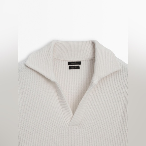 MASSIMO DUTTI Extrafine Wool Blend Ribbed Knit Polo Sweater - Picture 11 of 16